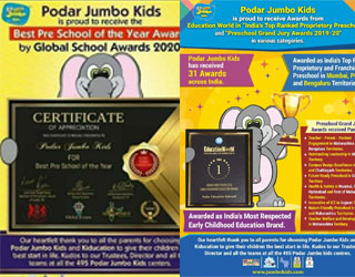 Podar Jumbo Kids Vadodara Achievements 2019-2020