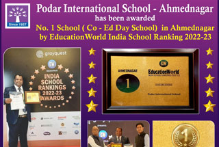 Podar International School ranked as the No. 1 Co-Ed Day School in Ahmednagar for the 2nd consecutive year - 2022