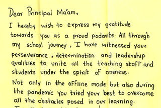 Appreciation letter from Head Girl to Principal Madam