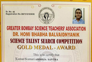 Achievement in Dr Homi Bhabha Balvaidyanik "SCIENCE TALENT SEARCH COMPETITION" - 2024