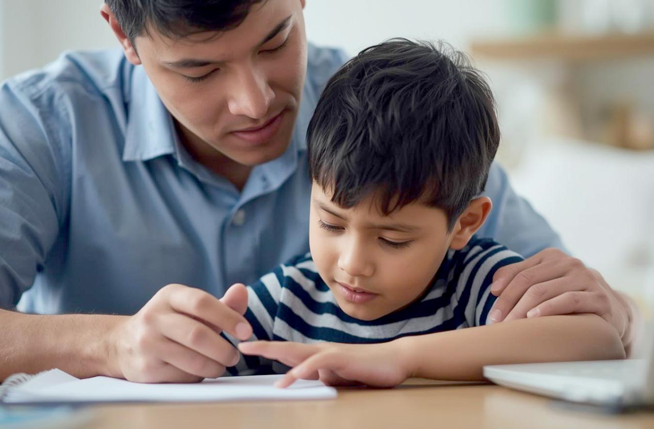 Parent comforting child after exam results