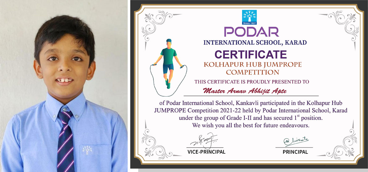 Achievement in Single Bounce Jump Rope Competition 2021 Podar News