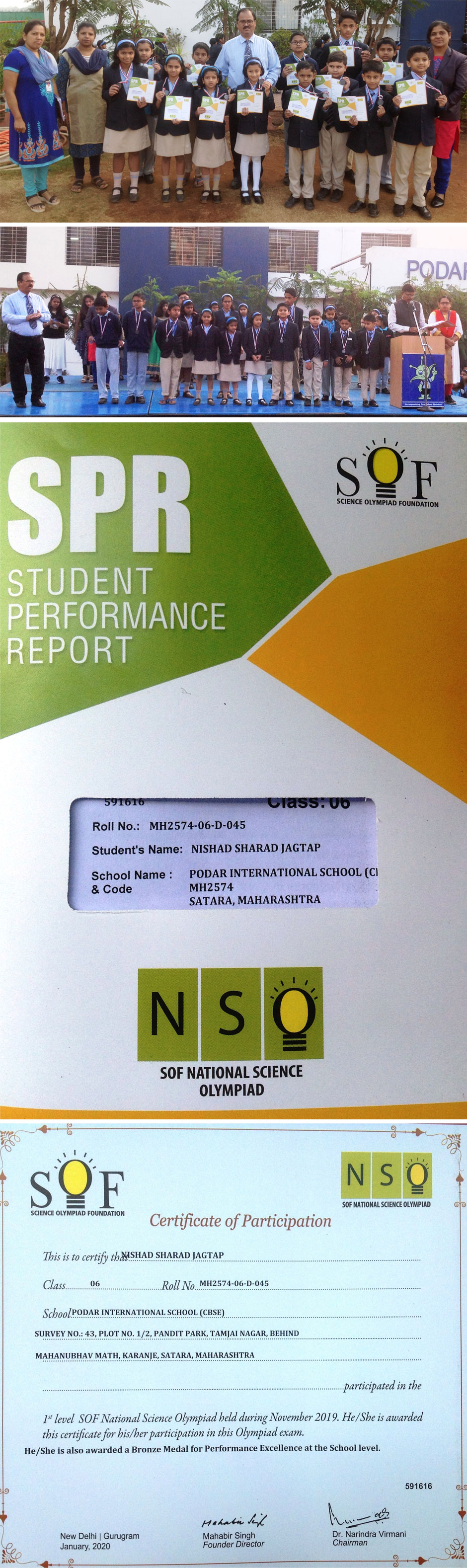 Science Olympiad Bronze Medalist in 1st "Level SOF National Science
