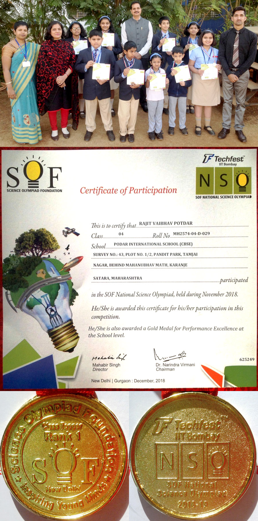 Achievement in Science Olympiad Foundation Examinations Podar News